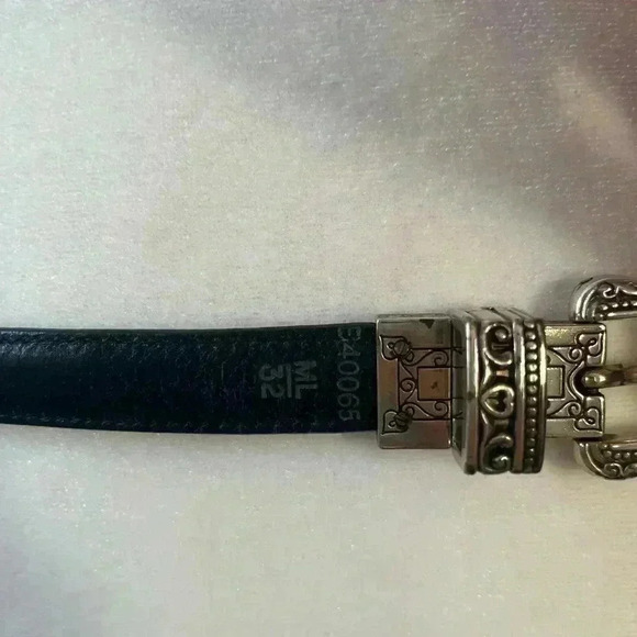 BRIGHTON|2in1 Black Leather Brown Crocodile Embossed Silver Buckle|ML Equestrian - Picture 7 of 13